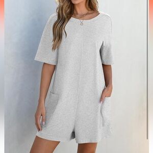 Casual Gray Short Sleeve Romper